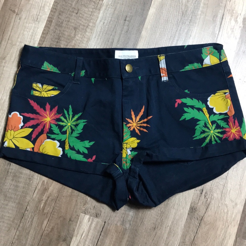 Obey weed leaf shorts